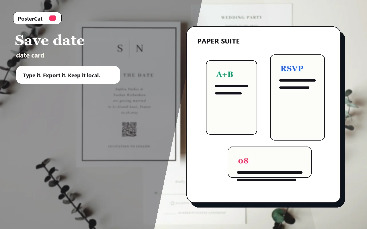 Save-the-date card maker stationery preview